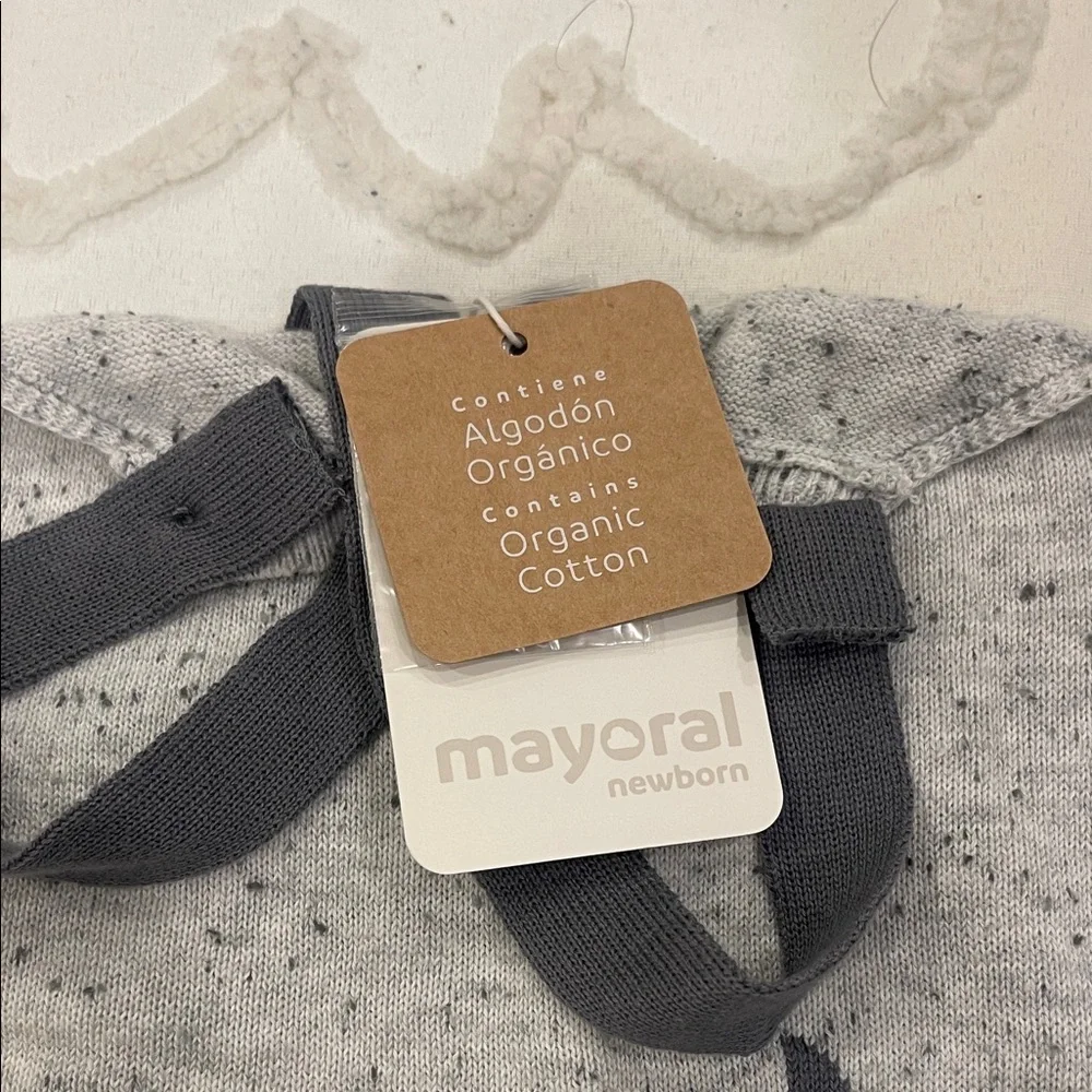 Mayoral Gray Knit Diaper Cover with Zebra Design